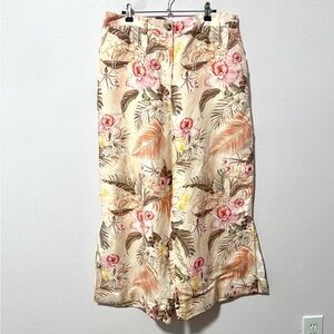 Boston Proper Floral wide linen blend Pants 14